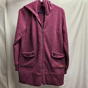 MERRELL Large Fushia plum jacket overcoat pockets and hood zip up outerwear